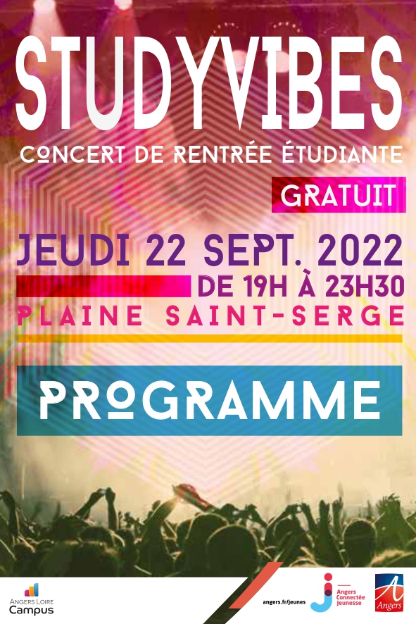 A l’occasion de la rentrée étudiante, la 5ème édition de StudyVibes, le concert de rentrée étudiante organisé par la Ville d’Angers en partenariat avec Angers Loire Campus.